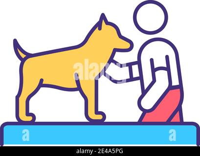 Dog training lesson RGB color icon Stock Vector