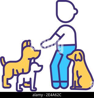 Dog trainer RGB color icon Stock Vector