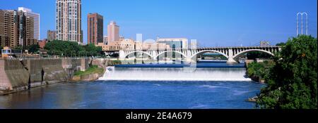 Dam over a river, Upper St. Anthony Falls Lock And Dam, Mississippi River, Minneapolis, Minnesota, USA Stock Photo