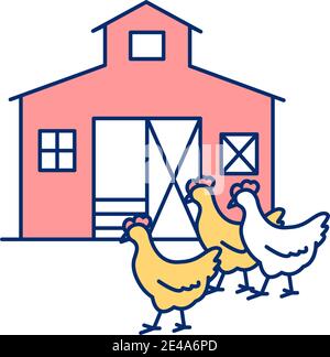 Poultry farm RGB color icon Stock Vector