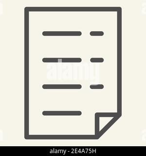 List line icon. Document vector illustration isolated on white. Paper outline style design, designed for web and app. Eps 10. Stock Vector