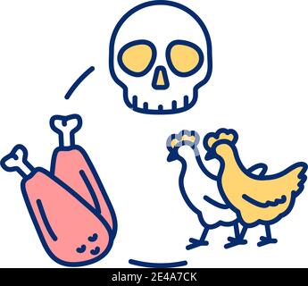 Animal killed for food RGB color icon Stock Vector