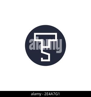 TS monogram logo. Ts minimalist initials in a circle shape, icon for any company or business. Black and white vector illustration Stock Vector