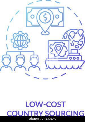 Low-cost country sourcing concept icon Stock Vector