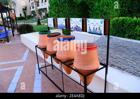 colorful different dustbin clay in hotel Stock Photo