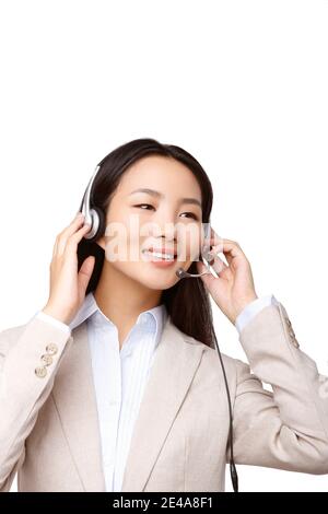 Business woman wearing a headset high quality photo Stock Photo