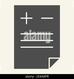 Add or delete document solid icon. File with plus and minus vector illustration isolated on white. Page glyph style design, designed for web and app Stock Vector