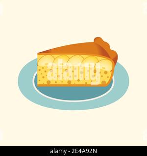 Homemade Apple Pie Slice on plate flat vector icon Stock Vector