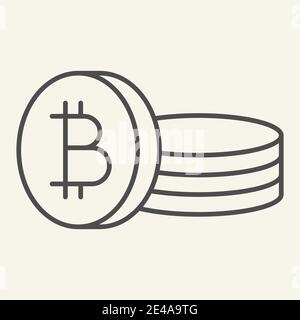 Bitcoin coin thin line icon. Crypto coins vector illustration isolated on white. Cryptocurrency outline style design, designed for web and app. Eps 10 Stock Vector