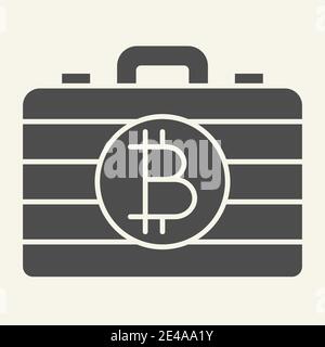 Bitcoin case solid icon. Portfolio with crypto coins vector illustration isolated on white. Cryptocurrency bag glyph style design, designed for web Stock Vector