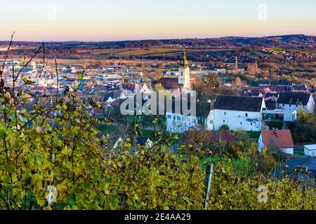 Hartberg, vineyard, church St. Martin, Schloss Hartberg Castle, Steirisches Thermenland - Oststeiermark (Eastern Styria), Steiermark / Styria, Austria Stock Photo
