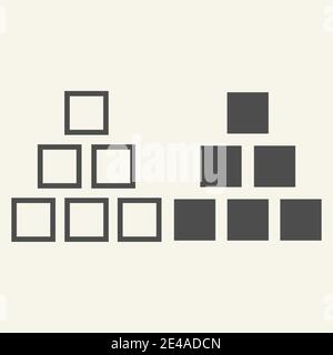 Square chart line and glyph icon. Diagram vector illustration isolated on white. Pyramid outline style design, designed for web and app. Eps 10. Stock Vector