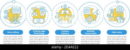 Game design industry benefits vector infographic template Stock Vector