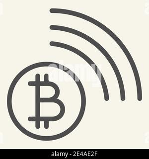 Bitcoin wifi line icon. Bitcoin connection vector illustration isolated on white. Cryptocurrency coating outline style design, designed for web and Stock Vector