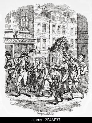 May-day festival in London. Old illustration for Sketches by Boz. Charles Dickens Stock Photo