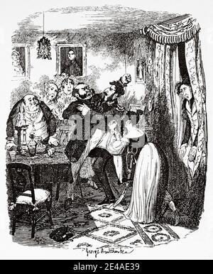 The Tuggs's at Ramsgate. Old illustration for Sketches by Boz. Charles Dickens Stock Photo