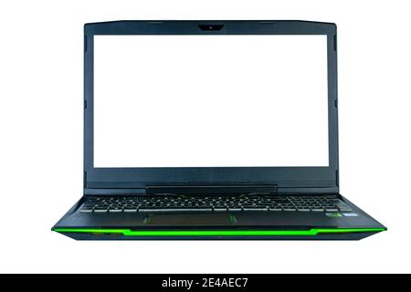 Laptop with empty screen on isolated white background Stock Photo