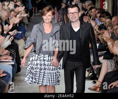 French designers Mario Lefranc and Beatrice Ferrant walk at the