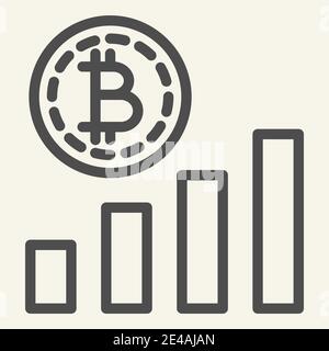 Bitcoin chart line icon. Crypto graph vector illustration isolated on white. Cryptocurrency diagram outline style design, designed for web and app Stock Vector