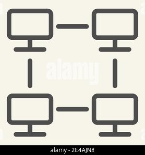 Computer network line icon. Home network vector illustration isolated on white. Web net outline style design, designed for web and app. Eps 10. Stock Vector