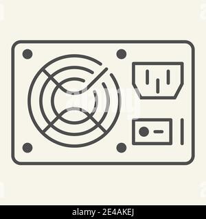 PC hardware element thin line icon. Uninterruptible power supply vector illustration isolated on white. Voltage outline style design, designed for web Stock Vector