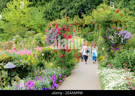 Abundant flower display, Butchart Gardens, Brentwood Bay, Greater Victoria, British Columbia, Canada Stock Photo