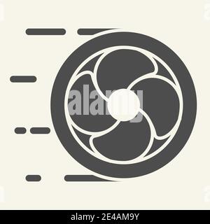 Fan cooler solid icon. Computer fan vector illustration isolated on white. Airflow glyph style design, designed for web and app. Eps 10. Stock Vector
