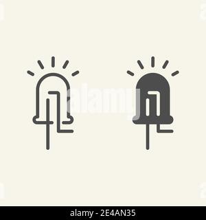 Light emitting diode line and glyph icon. Led vector illustration isolated on white. Electric technology outline style design, designed for web and Stock Vector