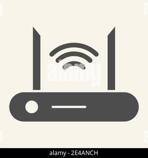 Router solid icon. Wi-fi vector illustration isolated on white. Wireless network glyph style design, designed for web and app. Eps 10. Stock Vector