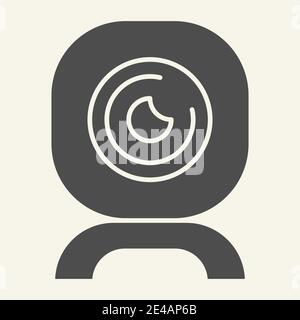 Web camera solid icon. Video chat cam vector illustration isolated on white. Computer camera glyph style design, designed for web and app. Eps 10. Stock Vector