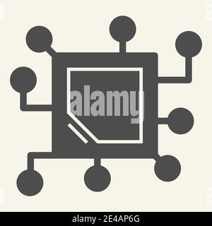 Memory chip solid icon. Cpu vector illustration isolated on white. Microchip glyph style design, designed for web and app. Eps 10. Stock Vector