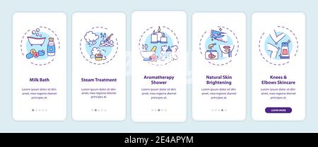Home spa procedures onboarding mobile app page screen with concepts Stock Vector
