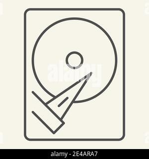 Hard disk thin line icon. Storage vector illustration isolated on white. Hard drive outline style design, designed for web and app. Eps 10. Stock Vector