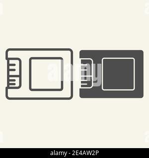 SSD drive line and glyph icon. Storage vector illustration isolated on white. Memory outline style design, designed for web and app. Eps 10. Stock Vector
