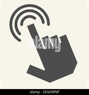 Pointer hand solid icon. Hand cursor vector illustration isolated on white. Finger pointer glyph style design, designed for web and app. Eps 10. Stock Vector