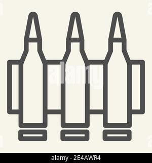 Ammunition line icon. Bullets vector illustration isolated on white. Cartridge outline style design, designed for web and app. Eps 10. Stock Vector