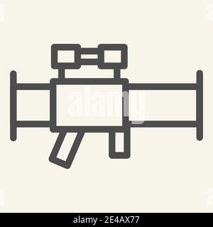 Bazooka line icon. Rocket launcher vector illustration isolated on white. Weapon outline style design, designed for web and app. Eps 10. Stock Vector