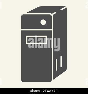 System unit of a computer solid icon. Pc block vector illustration isolated on white. Server glyph style design, designed for web and app. Eps 10. Stock Vector