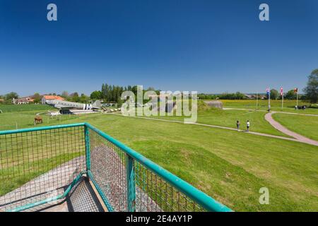 Elevated view of site of WW2-era D-Day invasion battle, Merville Battery Museum, Merville-Franceville-Plage, D-Day Beaches Area, Calvados, Normandy, France Stock Photo