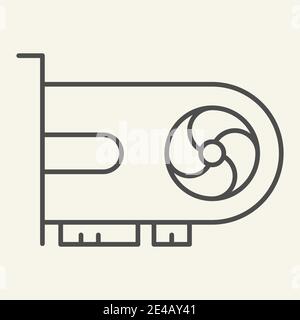Video card thin line icon. Gpu vector illustration isolated on white. Computer graphics outline style design, designed for web and app. Eps 10. Stock Vector