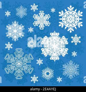 Set of vector snowflakes. Isolated objects. Stock Vector