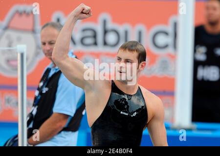 Great Britain's Liam Tancock celebrates after winning the final of the 50 meters backstroke at the FINA Swimming World Championships in Rome, Italy, on August 2st, 2009. Photo by Henri Szwarc/ABACAPRESS.COM Stock Photo