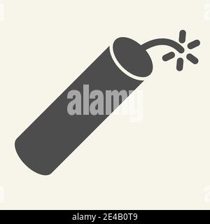 Dynamite solid icon. Explosion vector illustration isolated on white. Bomb glyph style design, designed for web and app. Eps 10. Stock Vector