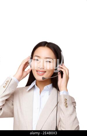 Business woman wearing a headset high quality photo Stock Photo