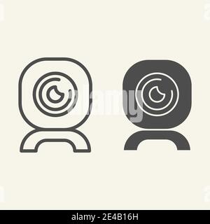 Web camera line and glyph icon. Video chat cam vector illustration isolated on white. Computer camera outline style design, designed for web and app Stock Vector