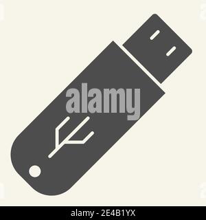 Flash drive solid icon. Usb vector illustration isolated on white. Storage glyph style design, designed for web and app. Eps 10. Stock Vector
