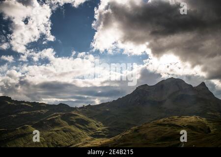 Summer evening on the Alp, thunderstorm mood Stock Photo