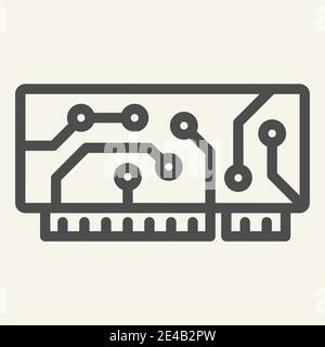 Microchip line icon. Circuit vector illustration isolated on white. Motherboard outline style design, designed for web and app. Eps 10. Stock Vector