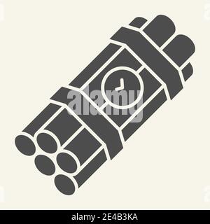 Time bomb solid icon. Dynamite vector illustration isolated on white. Detonator glyph style design, designed for web and app. Eps 10. Stock Vector