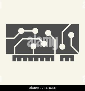 Microchip solid icon. Circuit vector illustration isolated on white. Motherboard glyph style design, designed for web and app. Eps 10. Stock Vector